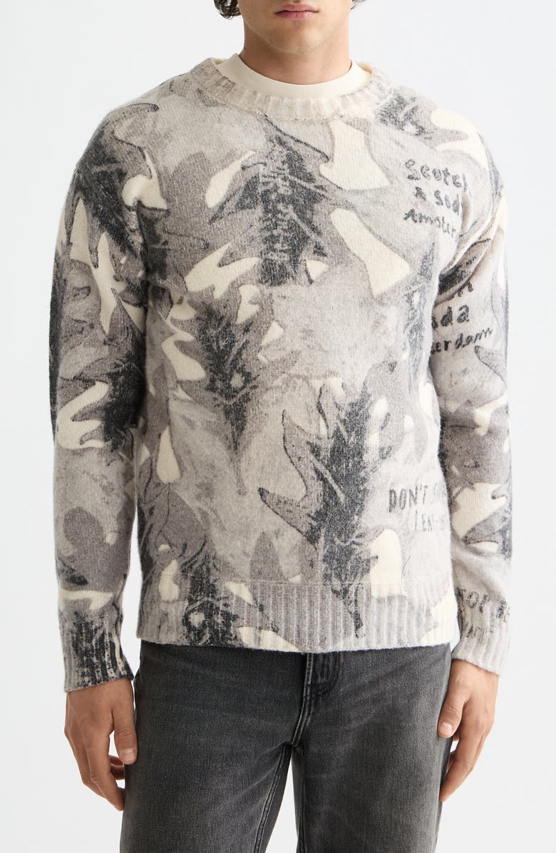 Scotch & Soda Print Relaxed Wool & Cotton Sweater, Main, color, 