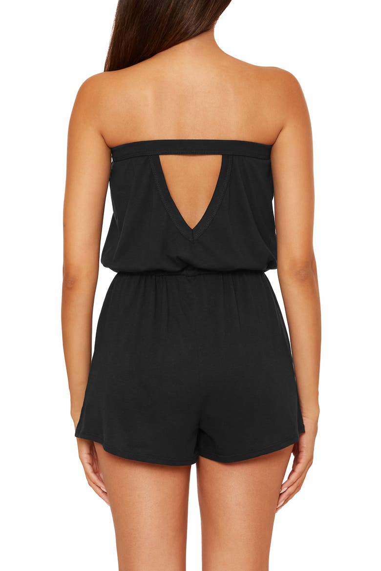 Beach Date Strapless Cover-Up Romper, Alternate, color, BLACK