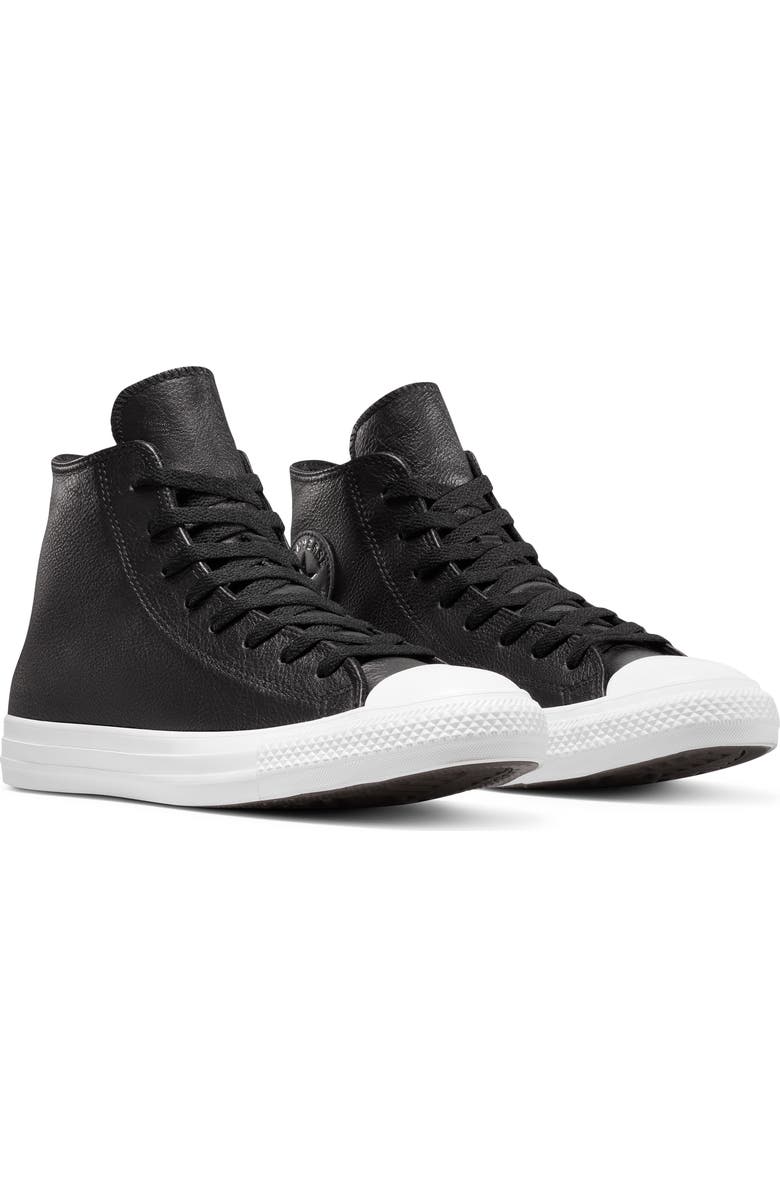 Converse Chuck Taylor<sup>®</sup> All Star<sup>®</sup> Water Repellent Leather High Top Sneaker, Main, color, Black/ Black/ White