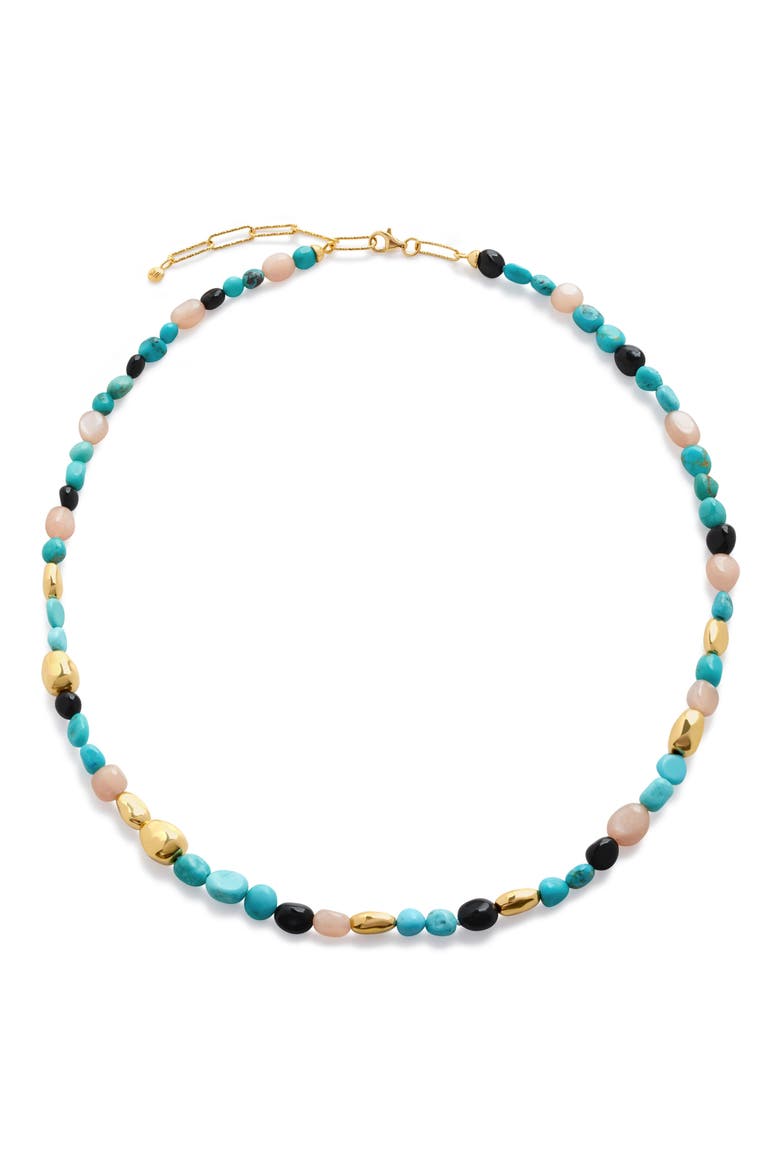 Beaded Stone Necklace, Main, color, 18CT GOLD VERMEIL / TURQUOISE