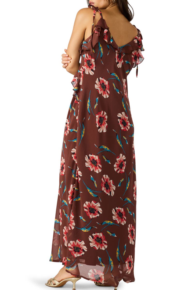 Steve Madden Adalina Ruffle Sleeveless Maxi Dress, Alternate, color, Brown