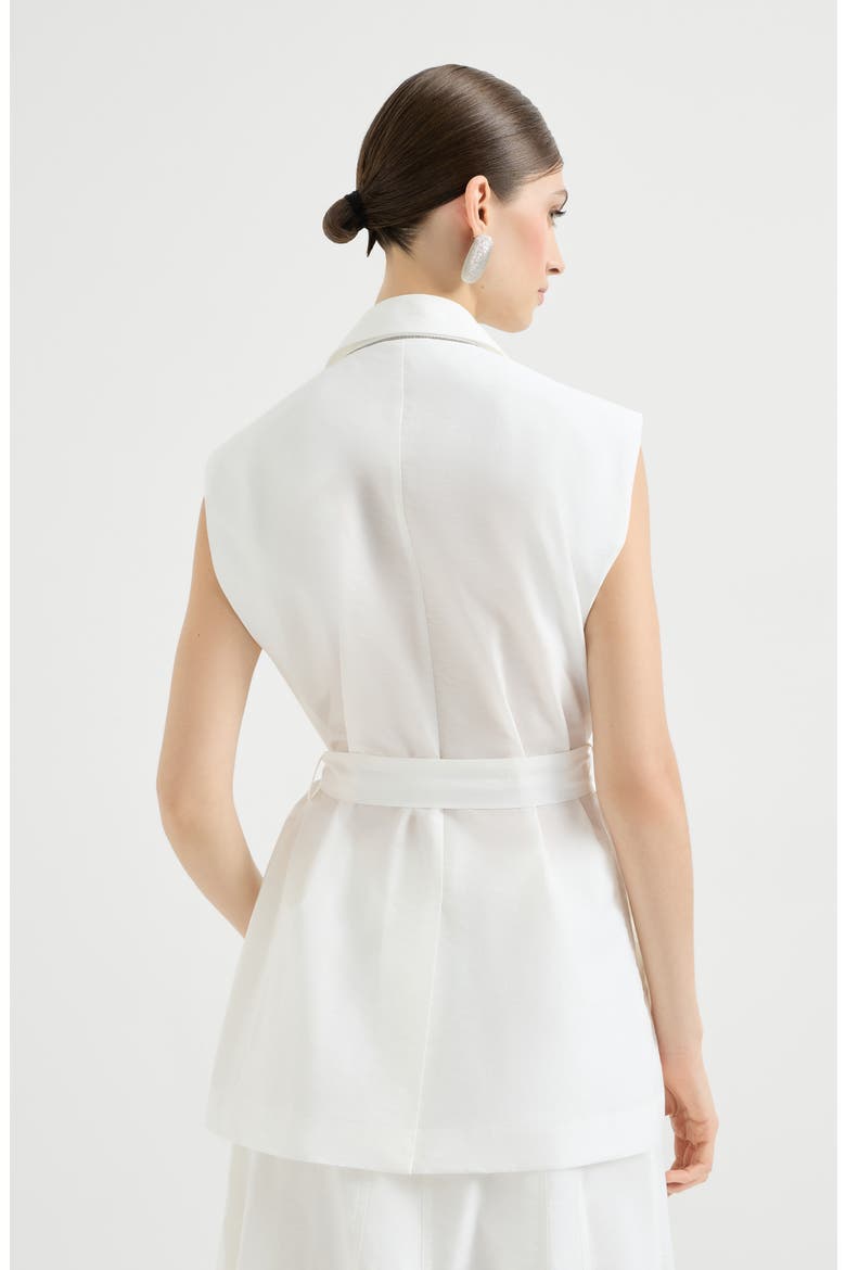 Poplin belted vest, Alternate, color, White