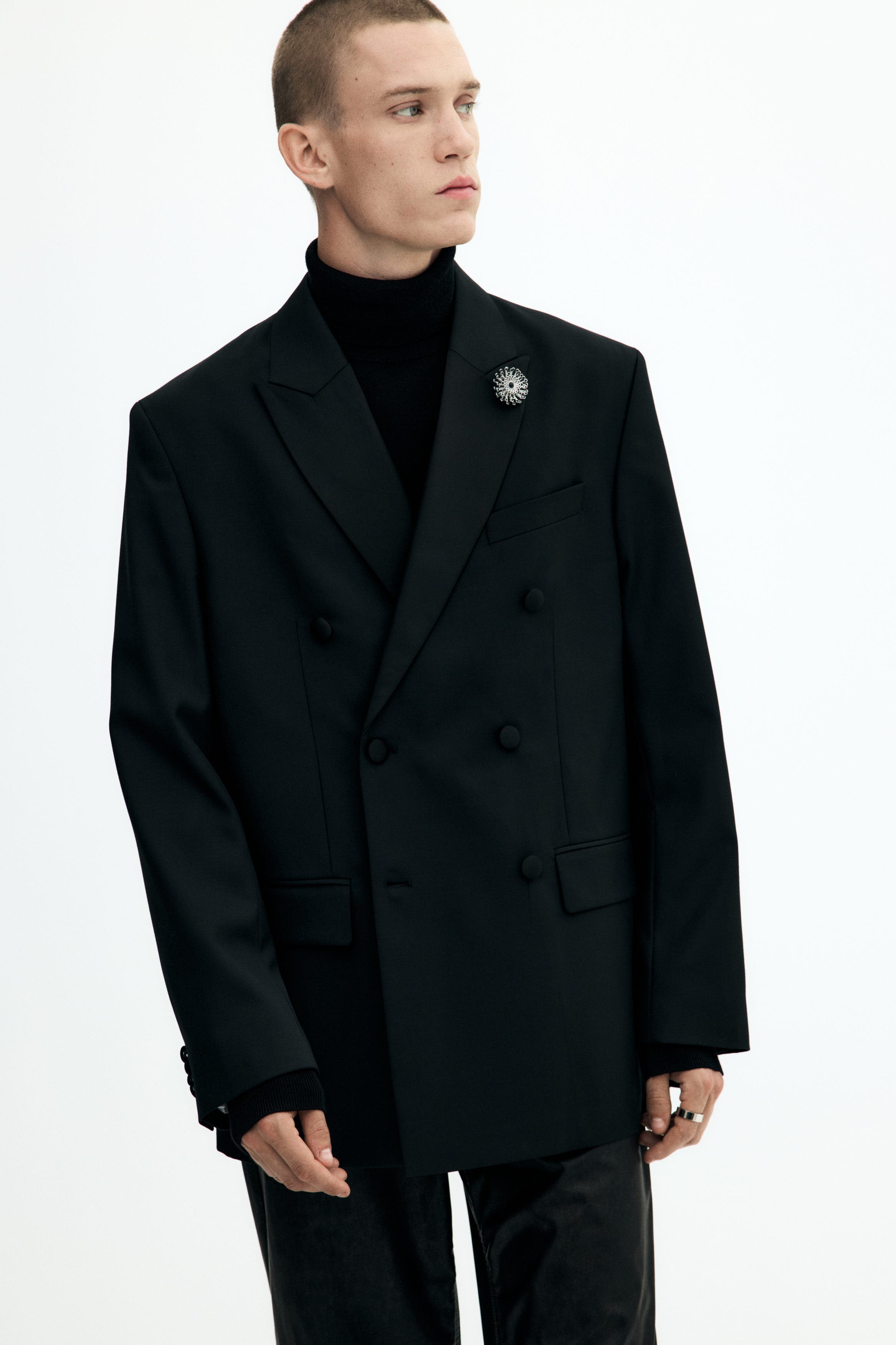Relaxed Fit Wool-blend Tuxedo Jacket - image 2