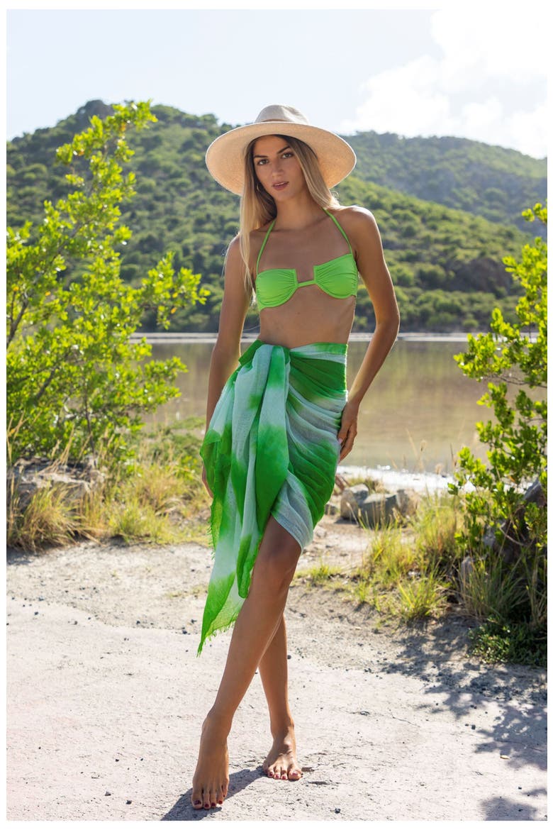 Cashmere Dip Dye Shawl, Alternate, color, Chartreuse Green