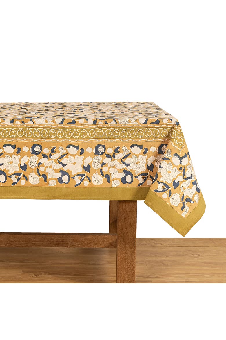 Forest Harvest Tablecloth, Main, color, Mustard/Blue 71" x 142"