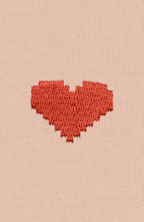 Dalix Pixel Heart Cropped Hoodie In Peach