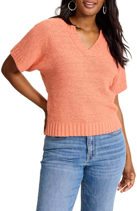 Harbor Pebble Short Sleeve Cotton Blend Sweater