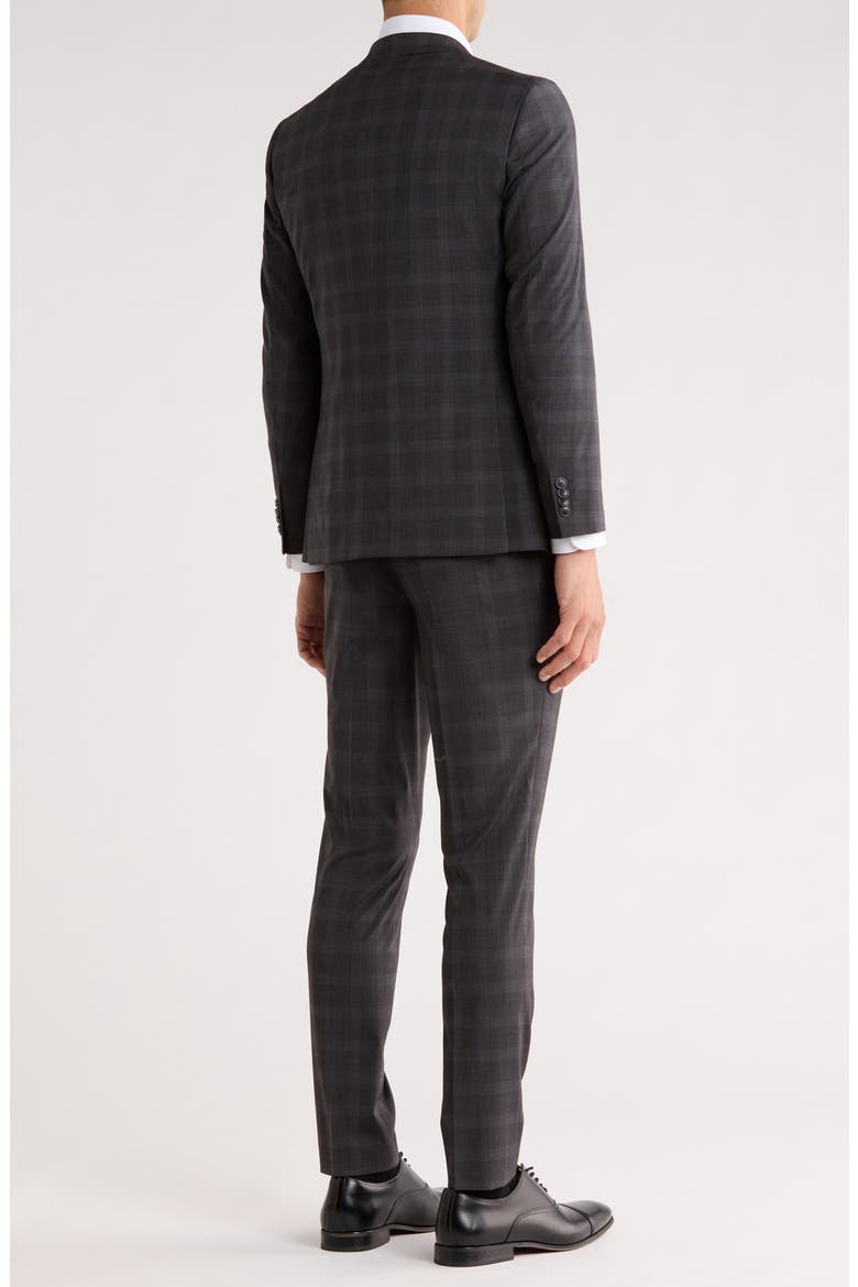 Grey Plaid Notch Lapel Wool Blend Suit, Alternate, color, GREY/ BLUE