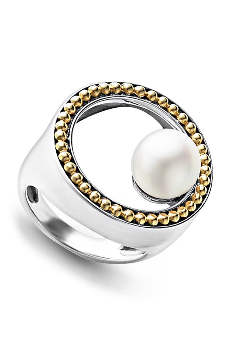 Pearl Circle Ring, Alternate, color, SILVER GOLD PEARL