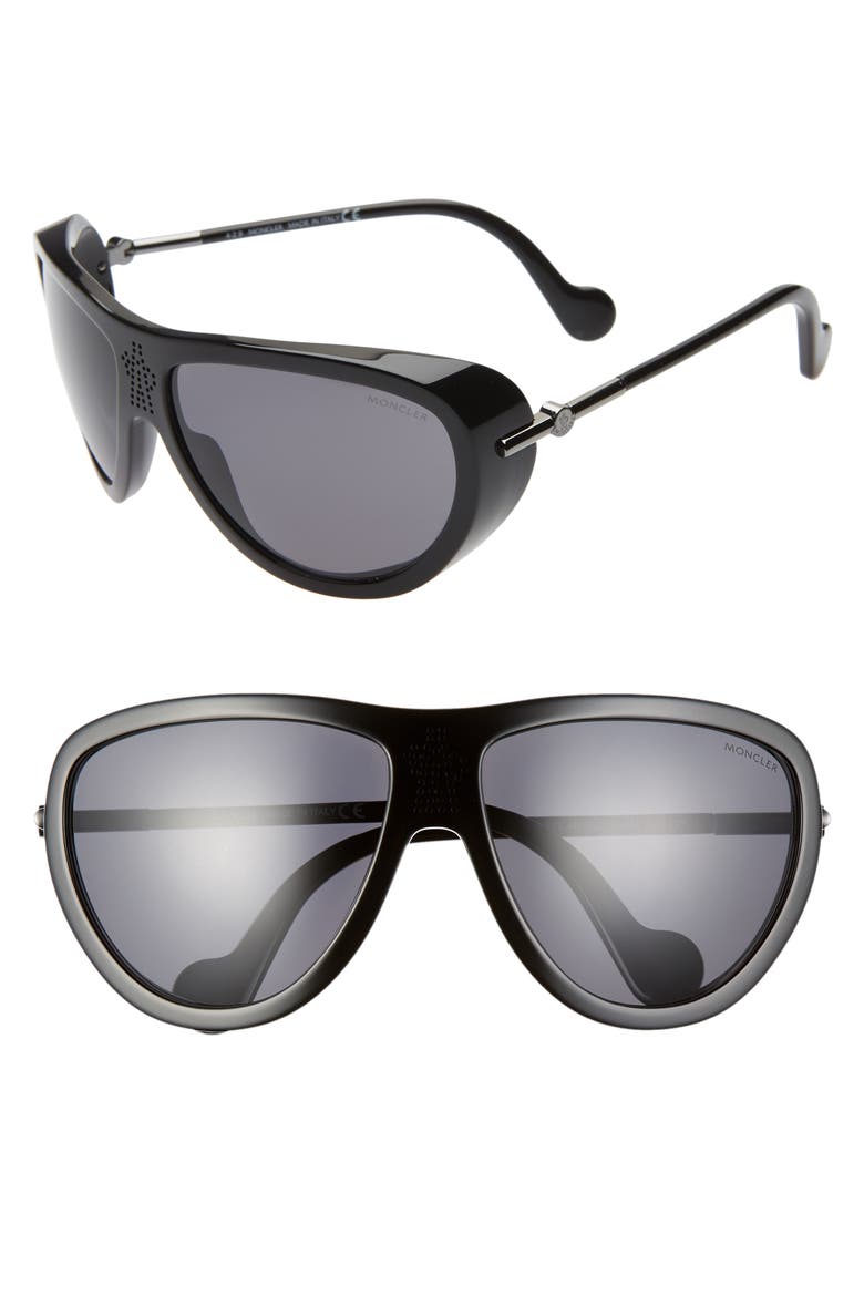 61mm Polarized Aviator Sunglasses, Main, color, BLACK/ SMOKE POLARIZED