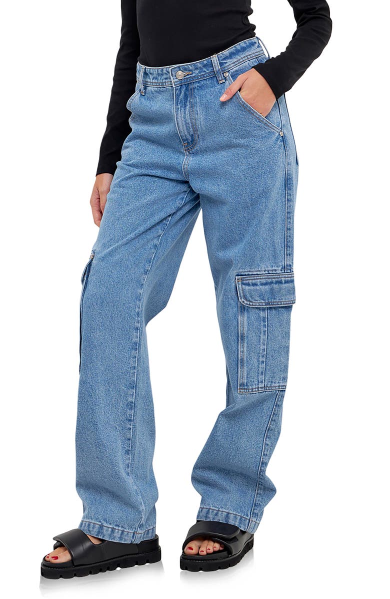 Grey Lab Straight Leg Cargo Jeans, Alternate, color,