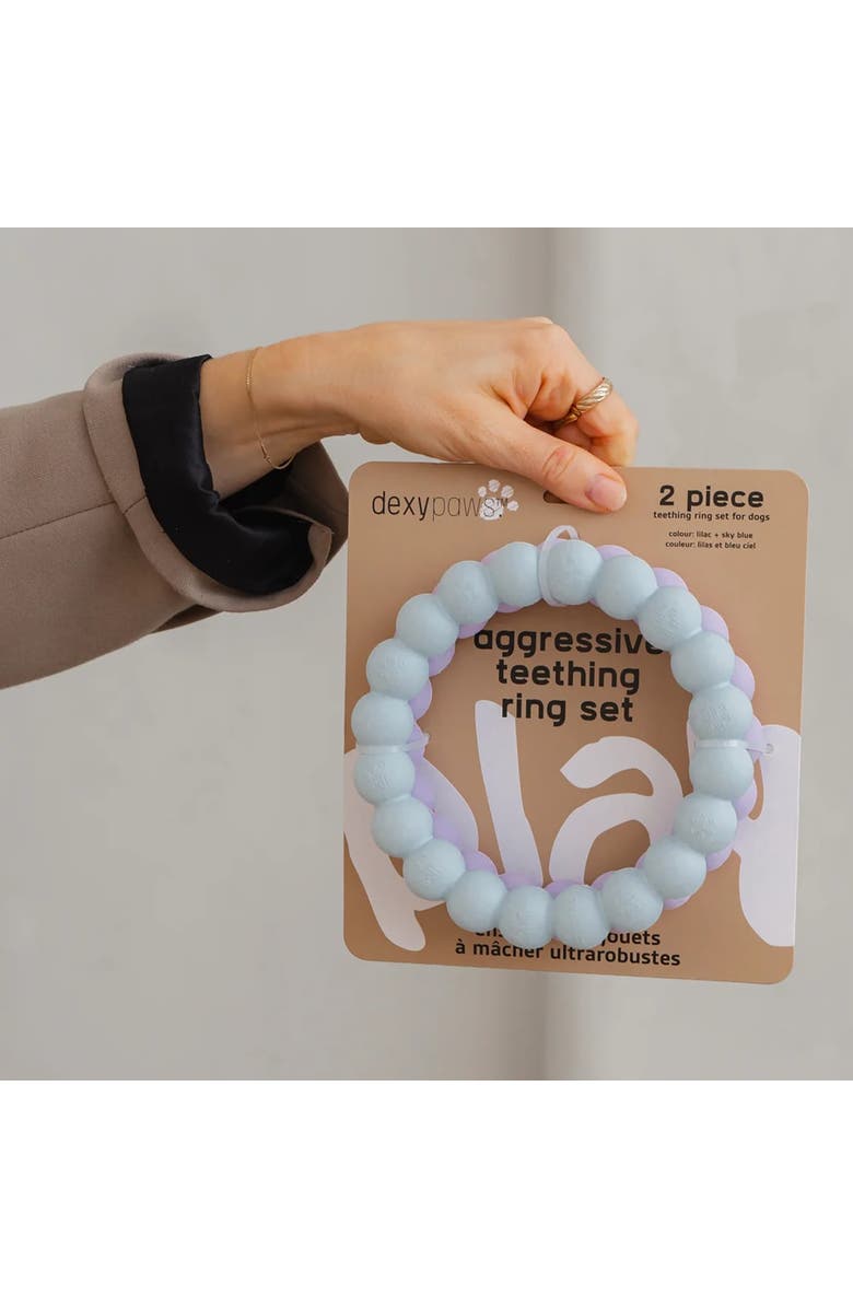 Dexypaws Super Chew Rings 2 Piece Dog Teething Toys, Alternate, color, Blue