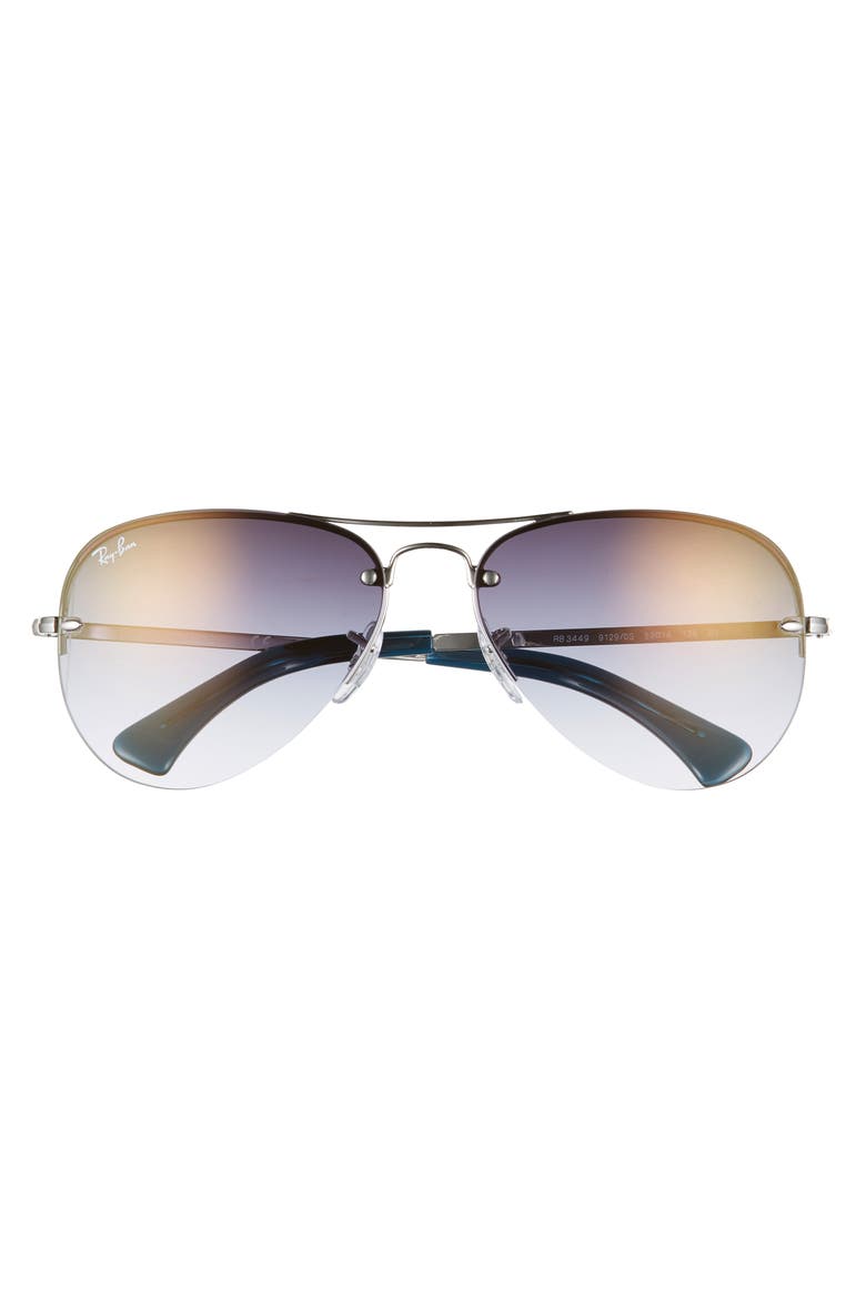 59mm Semi Rimless Aviator Sunglasses, Alternate, color, SILVER/ SILVER GRADIENT