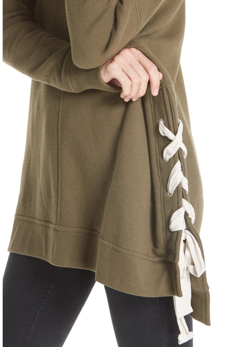So Plush Lace-Up Pullover, Alternate, color, MOSS
