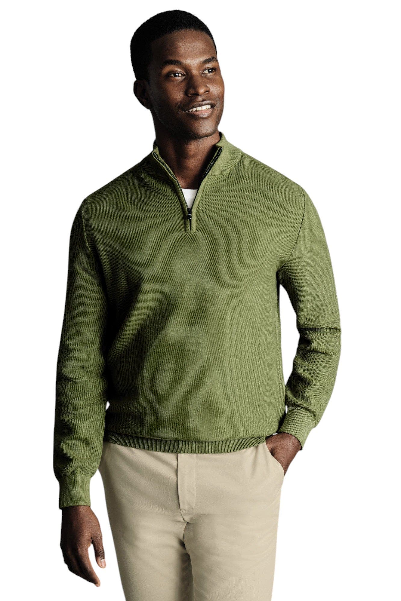 Cotton Zip Neck Sweater - image 3