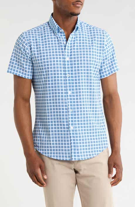 DENIM AND FLOWER Plaid Short Sleeve Stretch Button-Down Shirt