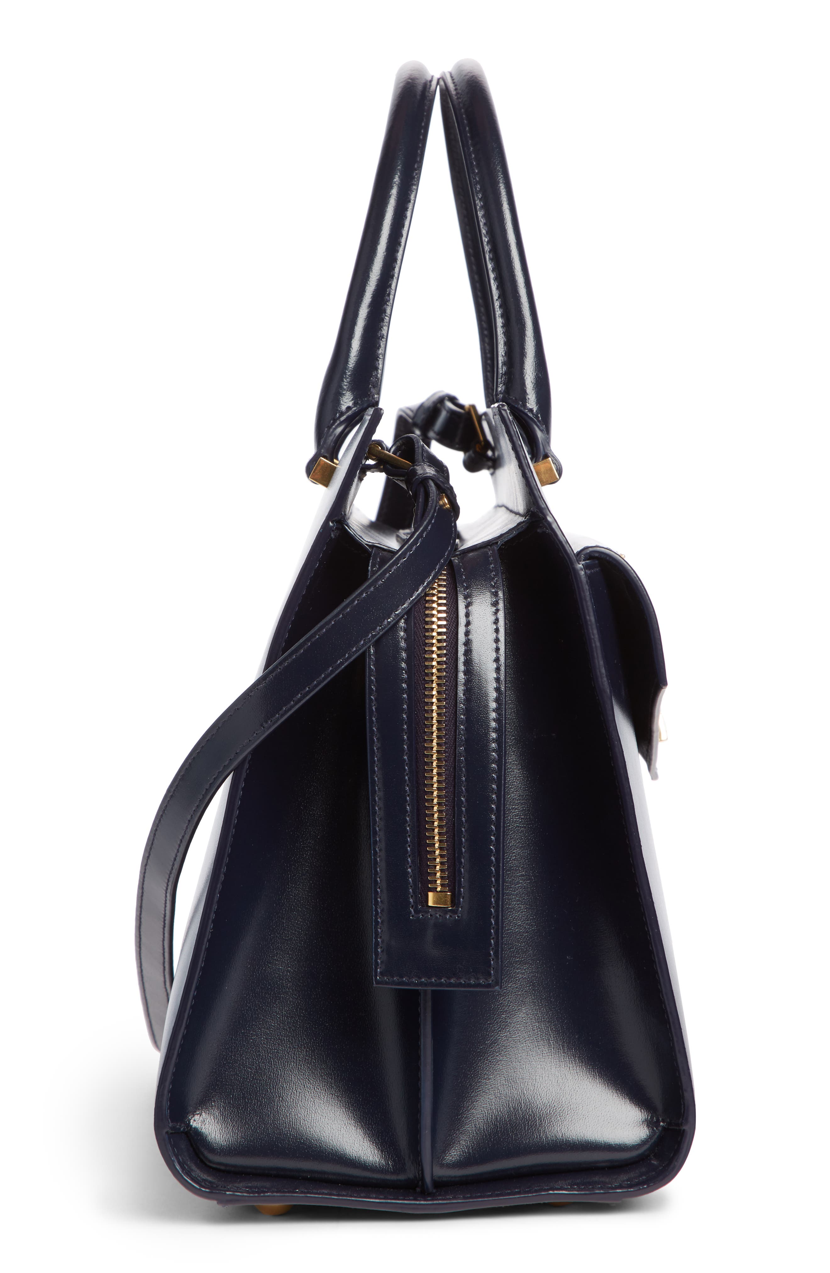 Uptown Small Cabas Leather Satchel, Alternate, color, NOIR