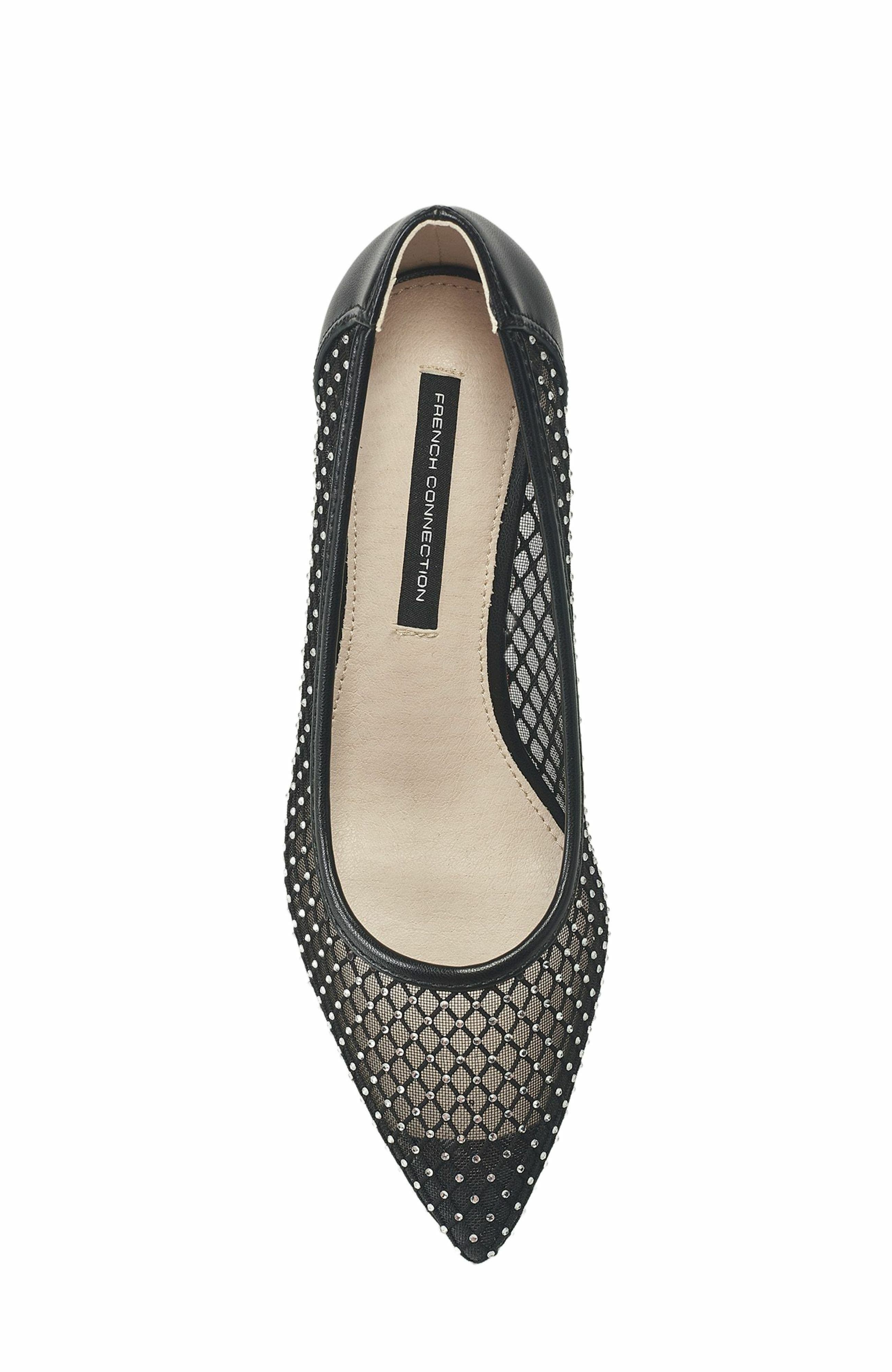 French Connection Elise Mesh And Stone Heel, Alternate, color, Black