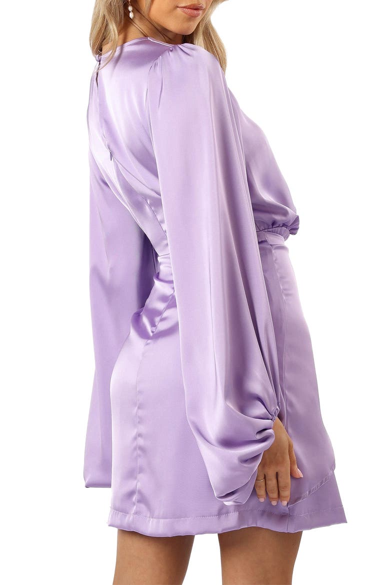 Emillia Balloon Sleeve Satin Minidress, Alternate, color, LAVENDER