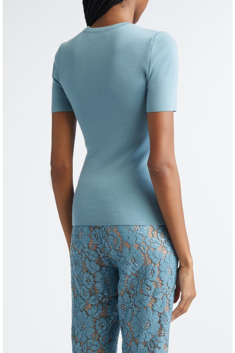 Short Sleeve Cashmere Sweater, Alternate, color, SEAGLASS
