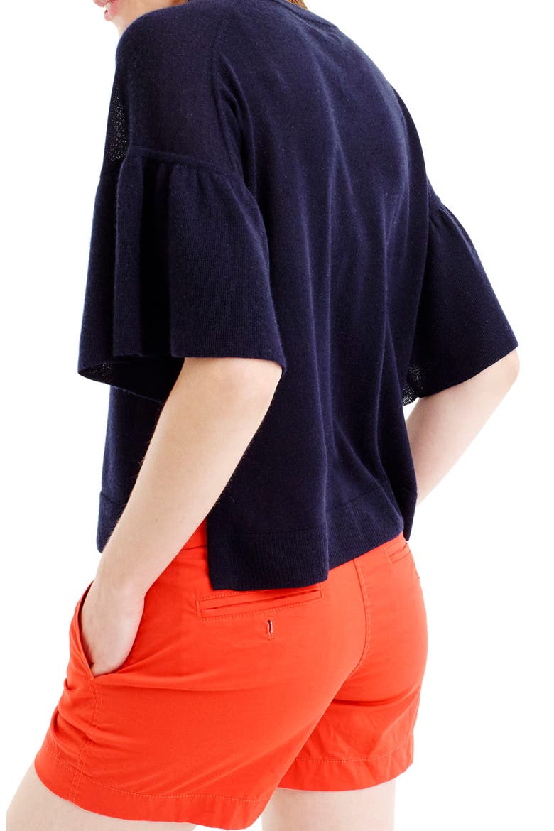 Featherweight Cashmere Ruffle Sleeve Sweater, Alternate, color, NAVY