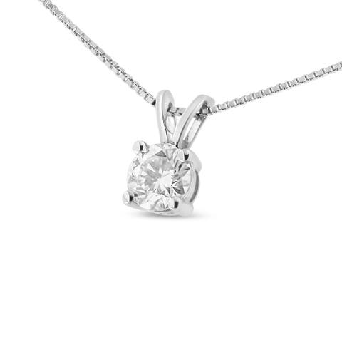 14K Gold 1/4 Cttw Lab Grown Diamond Solitaire Pendant Necklace