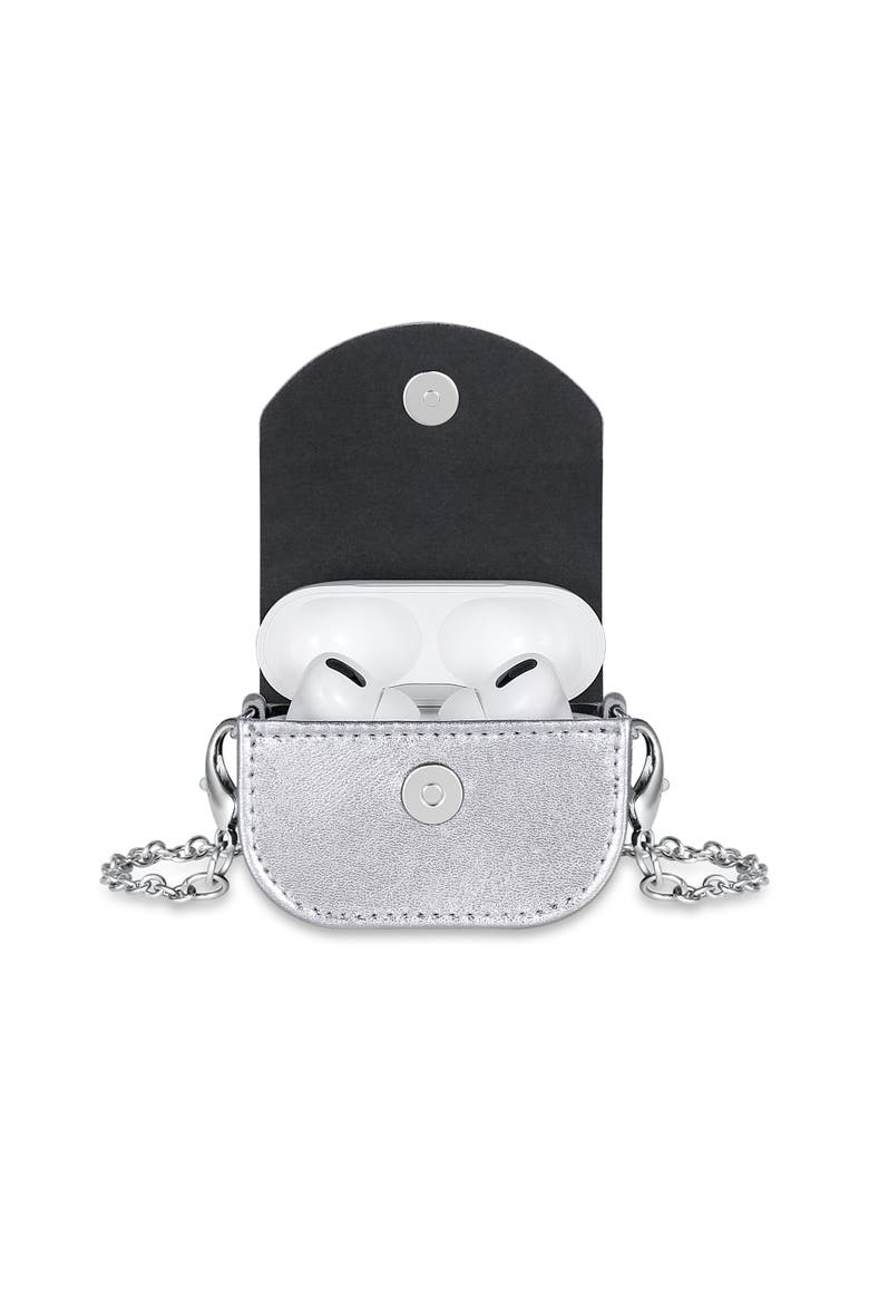 Leather Purse Case for Airpods Pro, Alternate, color, Silver
