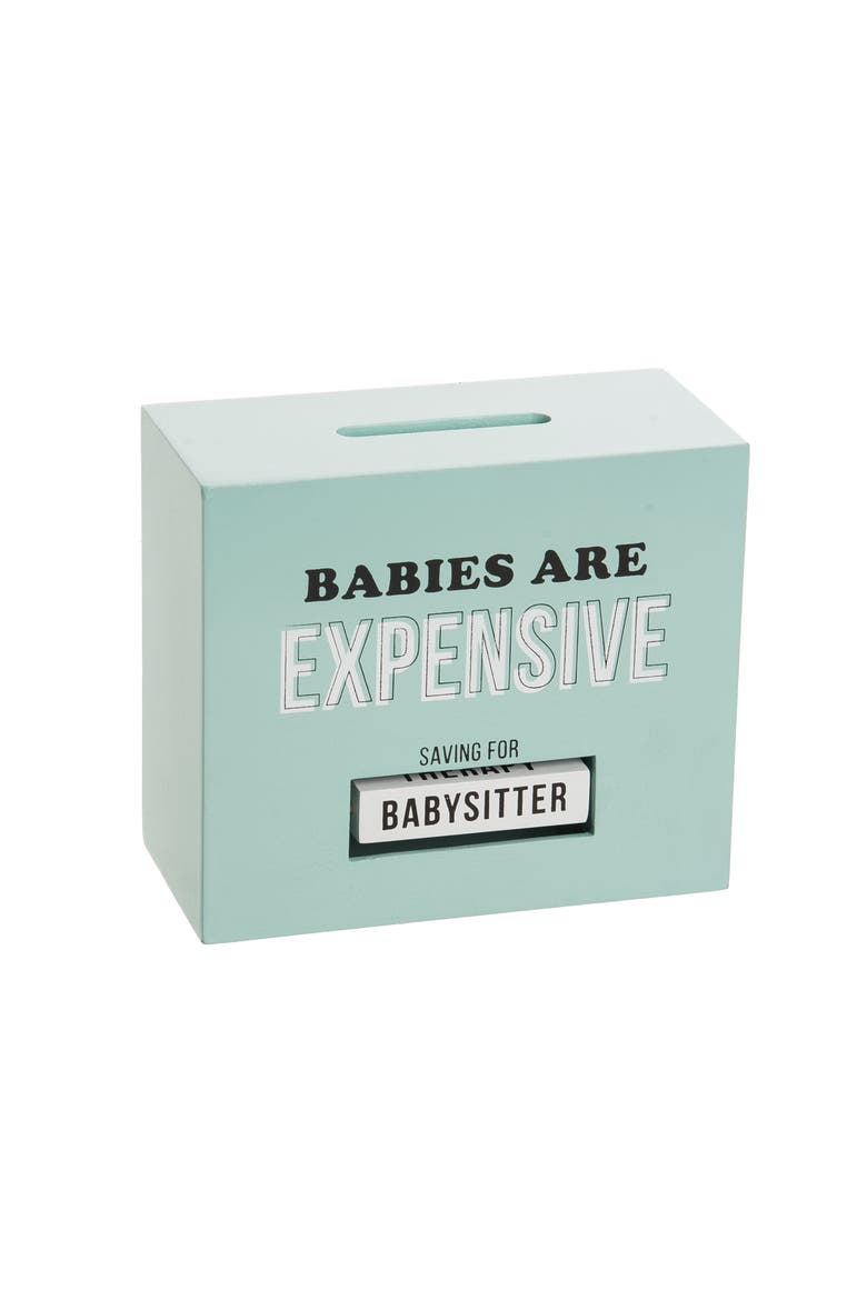 Babies Are Expensive Rotating Bank Wood Green, Main, color, Blue