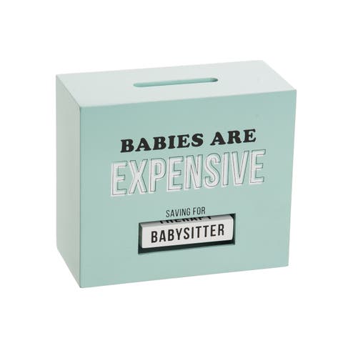 Babies Are Expensive Rotating Bank Wood Green