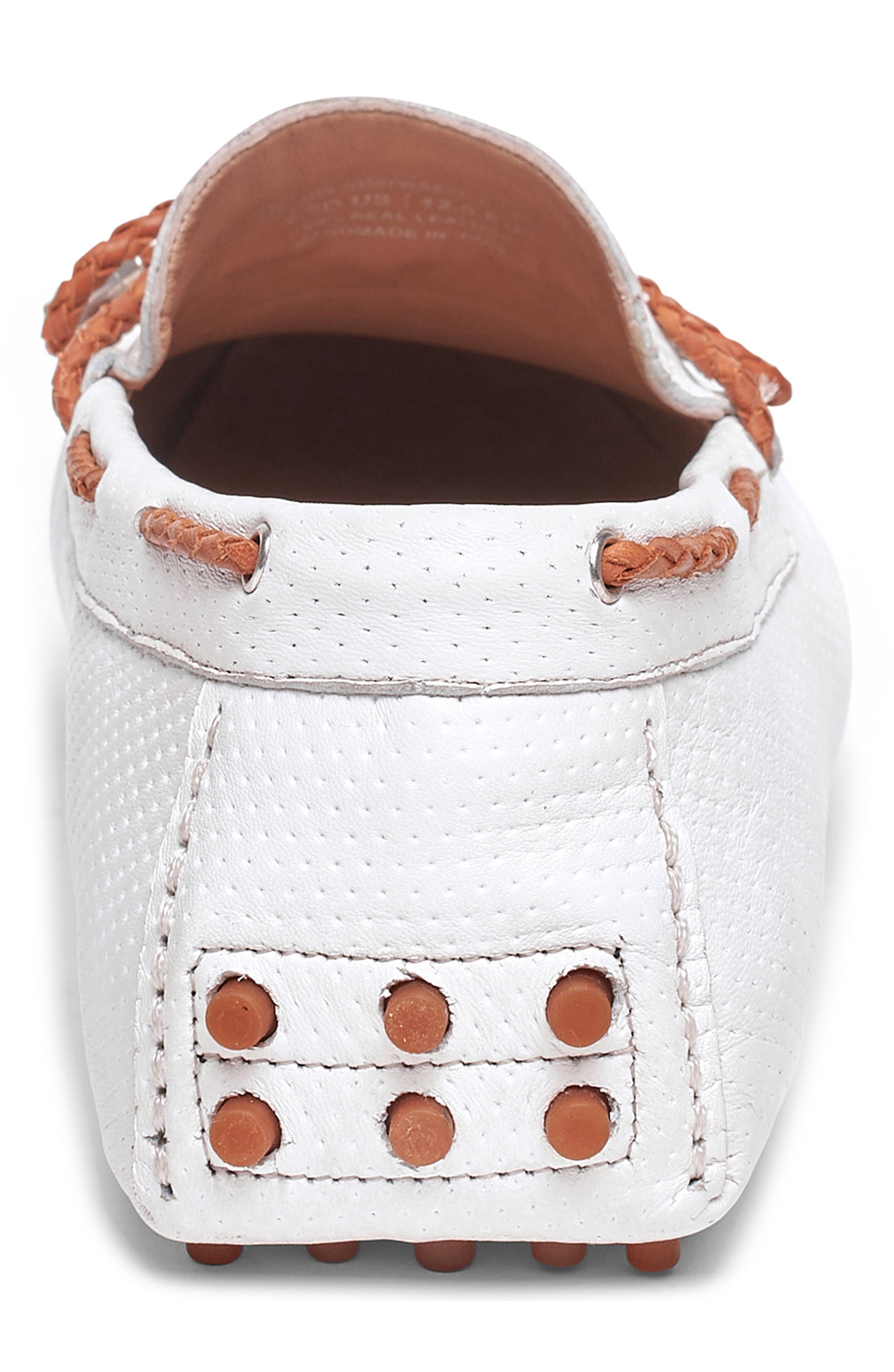 CARLOS SANTANA Mesa Perforated Leather Driver, Alternate, color, White