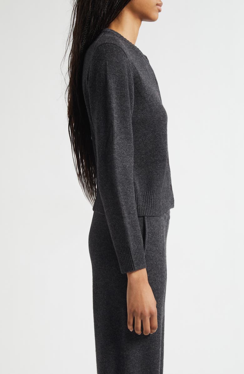 Sporty & Rich SRC Monogram Crop Cashmere & Wool Cardigan, Alternate, color, Dark Grey