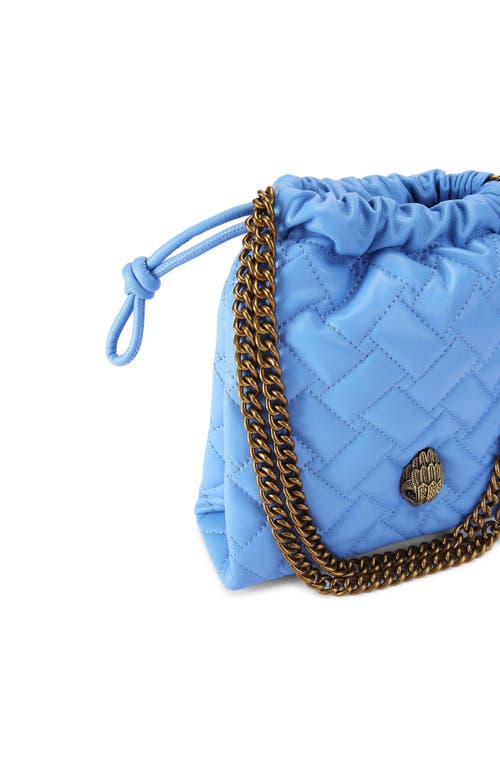 Kurt Geiger London Small Kensington Drawstring Quilted Leather Shoulder Bag In Medium Blue