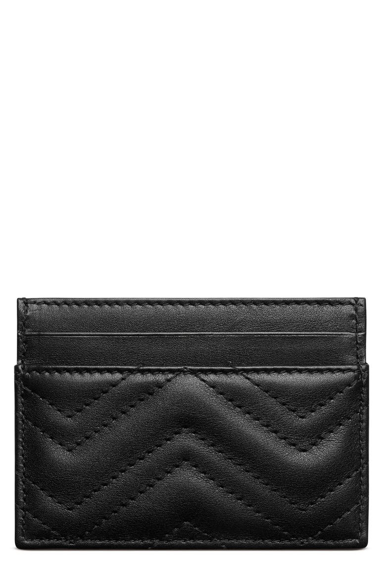 Matelassé Leather Card Case, Alternate, color, NERO