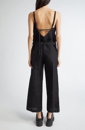 Sacai Belted Cotton & Silk Double Face Jumpsuit | Nordstrom