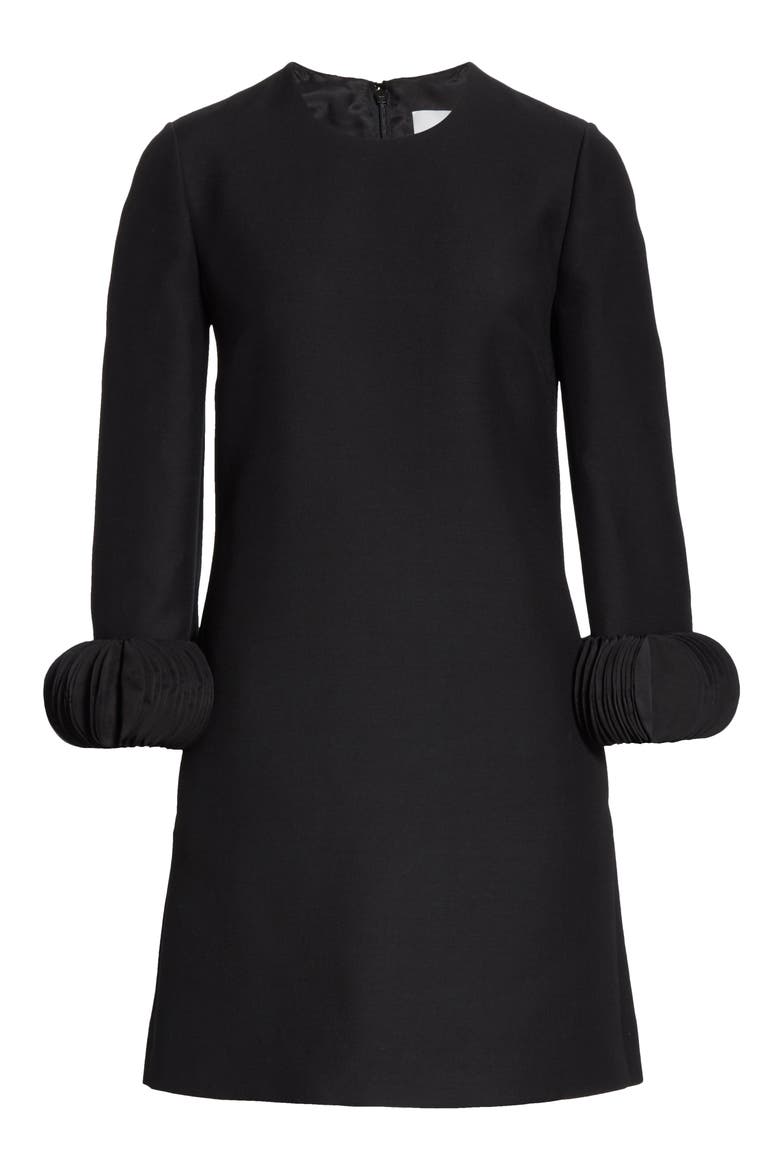 Disc Cuff Wool & Silk Shift Minidress, Alternate, color, 0NO-BLACK