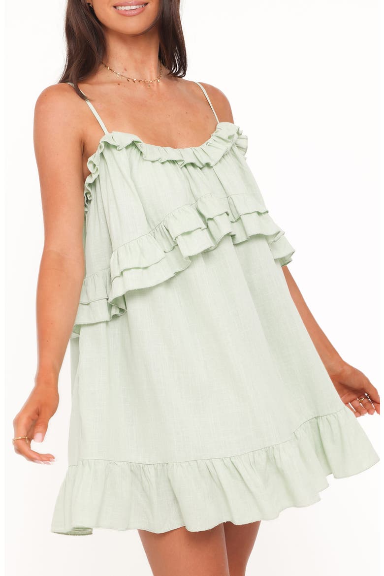 Angie Ruffle Sleeveless Minidress, Alternate, color, JADE