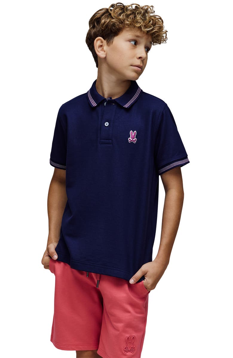 Psycho Bunny Kids' Hart Pima Cotton Piqué Polo, Alternate, color, Evening Blue