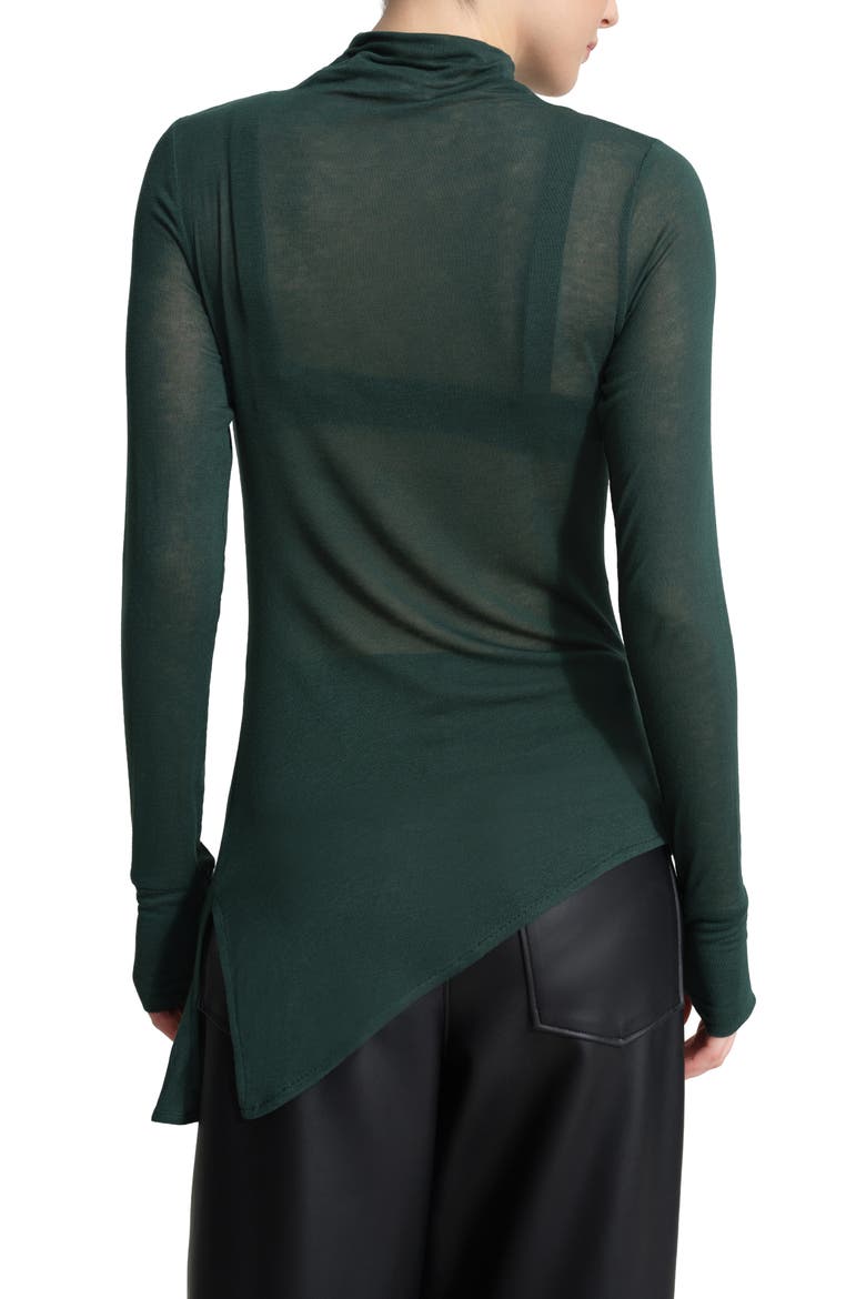 Arden Asymmetric Pleated Jersey Top, Alternate, color, FOREST GREEN