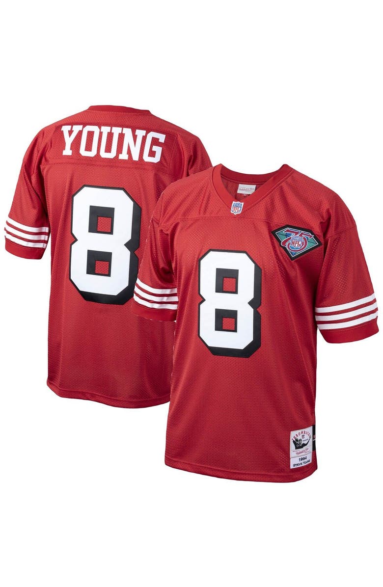 Mitchell & Ness Men's Mitchell & Ness Steve Young Scarlet San Francisco 49ers 1994 Authentic Throwback Retired Player Jersey, Main, color, 