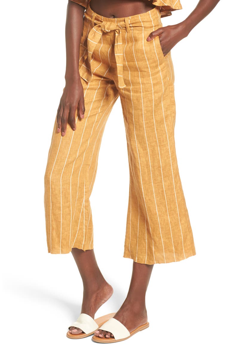 Como Wide Leg Crop Linen Pants, Main, color, COPENHAGEN STRIPE