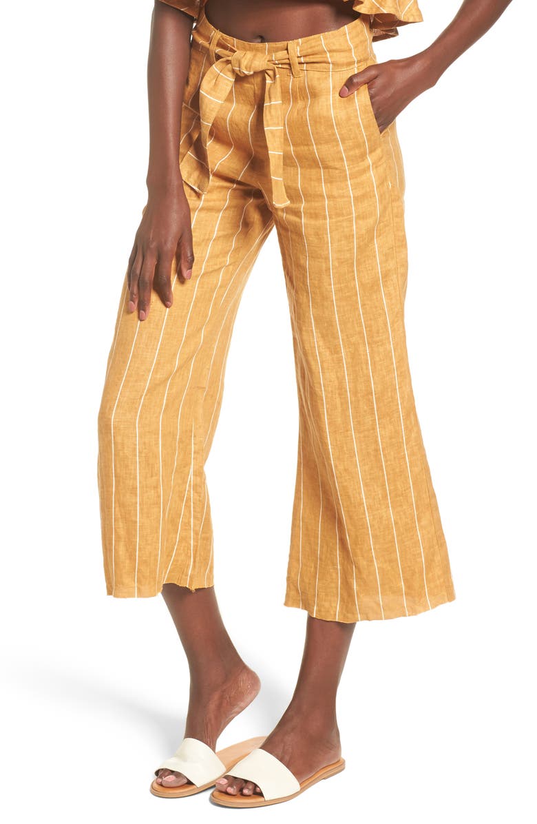 Faithfull the Brand Como Wide Leg Crop Linen Pants, Main, color, 
