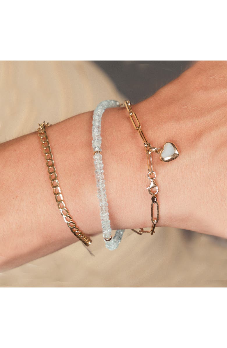 The Lovery Fine Jewelry Mother of Pearl Heart Paperclip Bracelet, Alternate, color, Mother Of Pearl