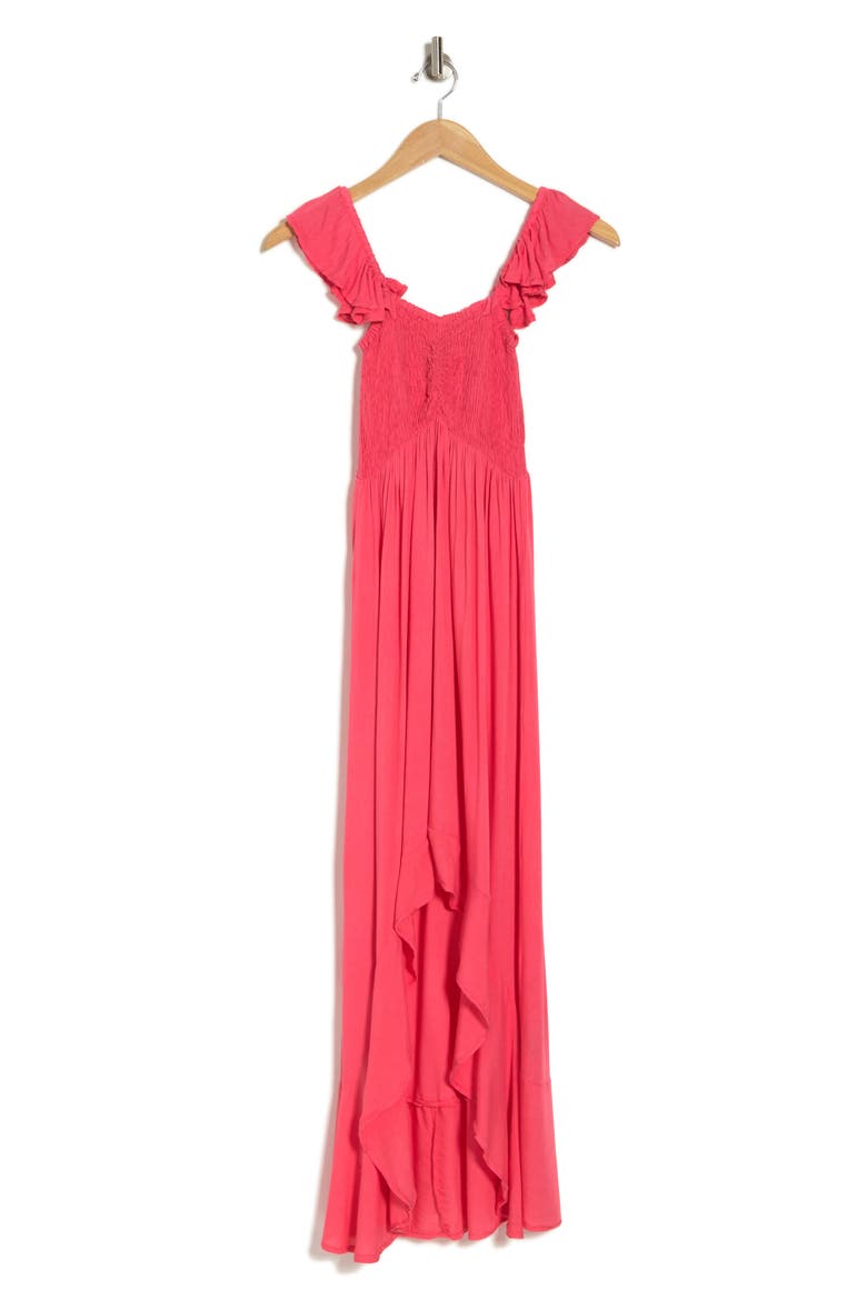 Maxi Ruffle Cover-Up Dress, Alternate, color, WATERMELON