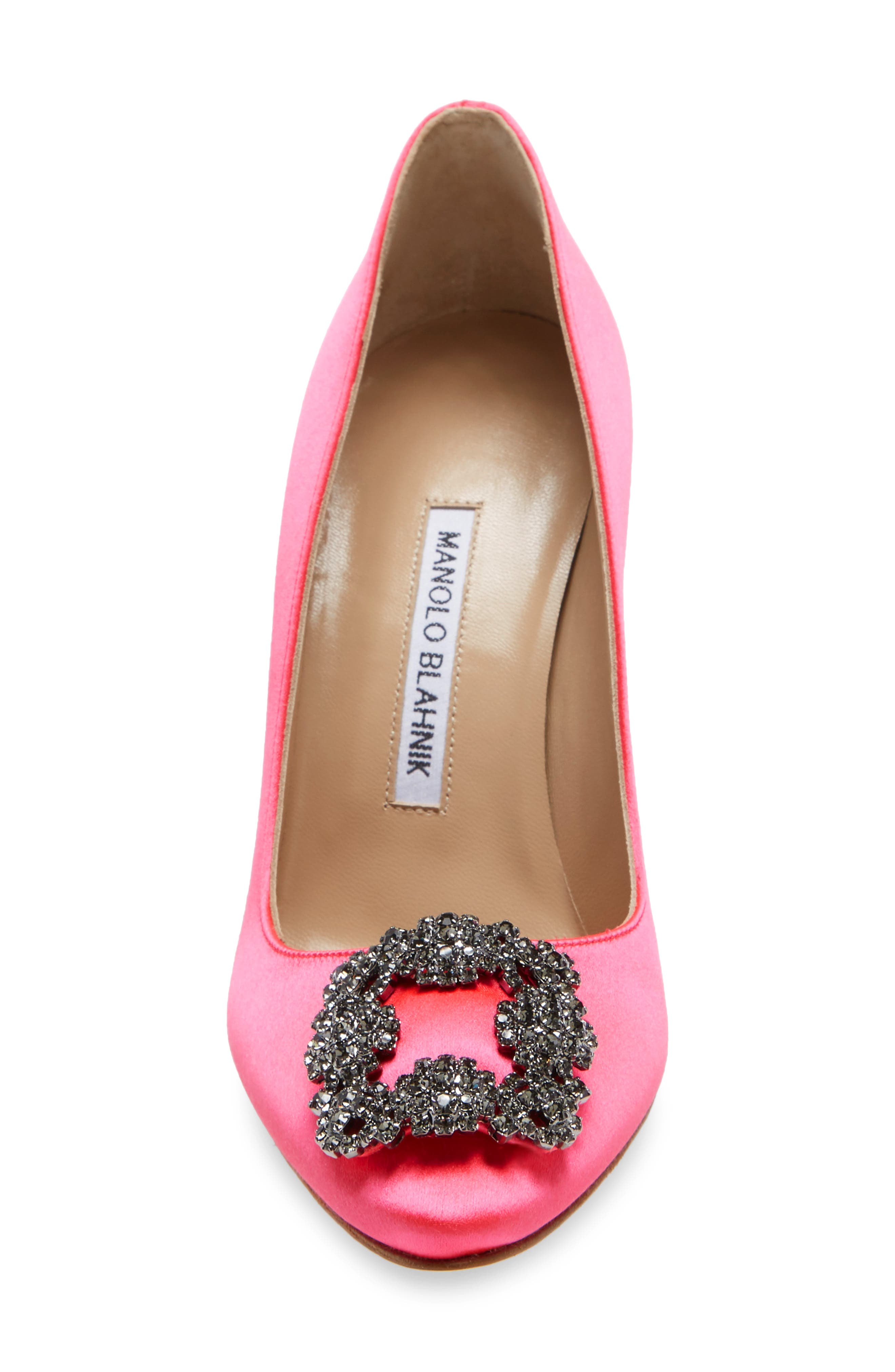Manolo Blahnik Hangisi Crystal Buckle Pump, Alternate, color, 