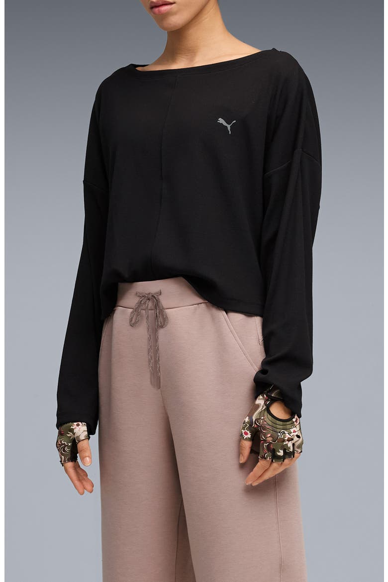 CLOUDSPUN Rib Slouch T-Shirt, Alternate, color, PUMA BLACK