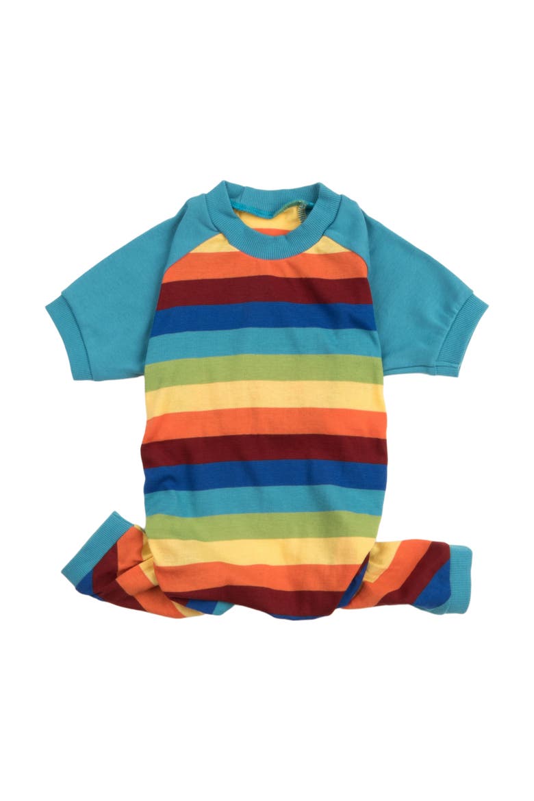 Dog Cotton Striped Matching Family Holiday Pajamas, Alternate, color, Colorful Boys