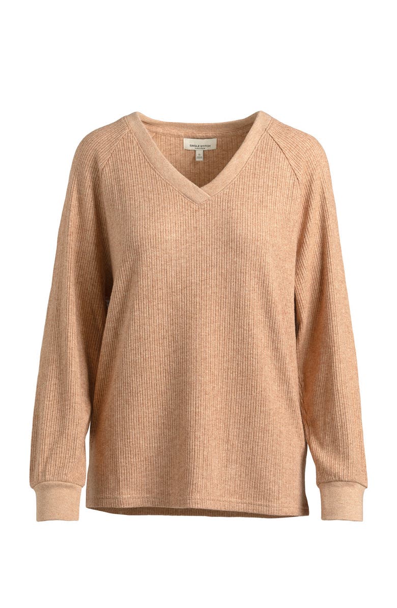 Single Stitch Classic Ribbed V-Neck Sweater, Alternate, color, Black