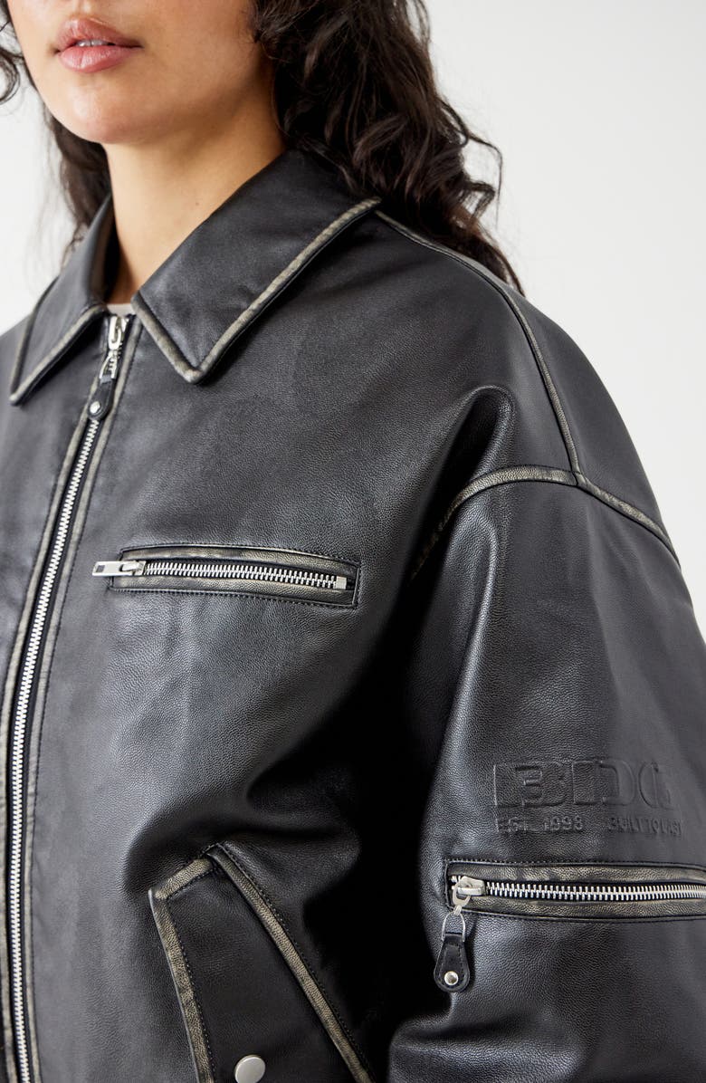 BDG Urban Outfitters Perrie Oversize Faux Leather Bomber Jacket, Alternate, color, 