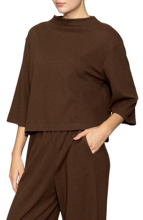 Melloday Brushed Knit Top In Brown