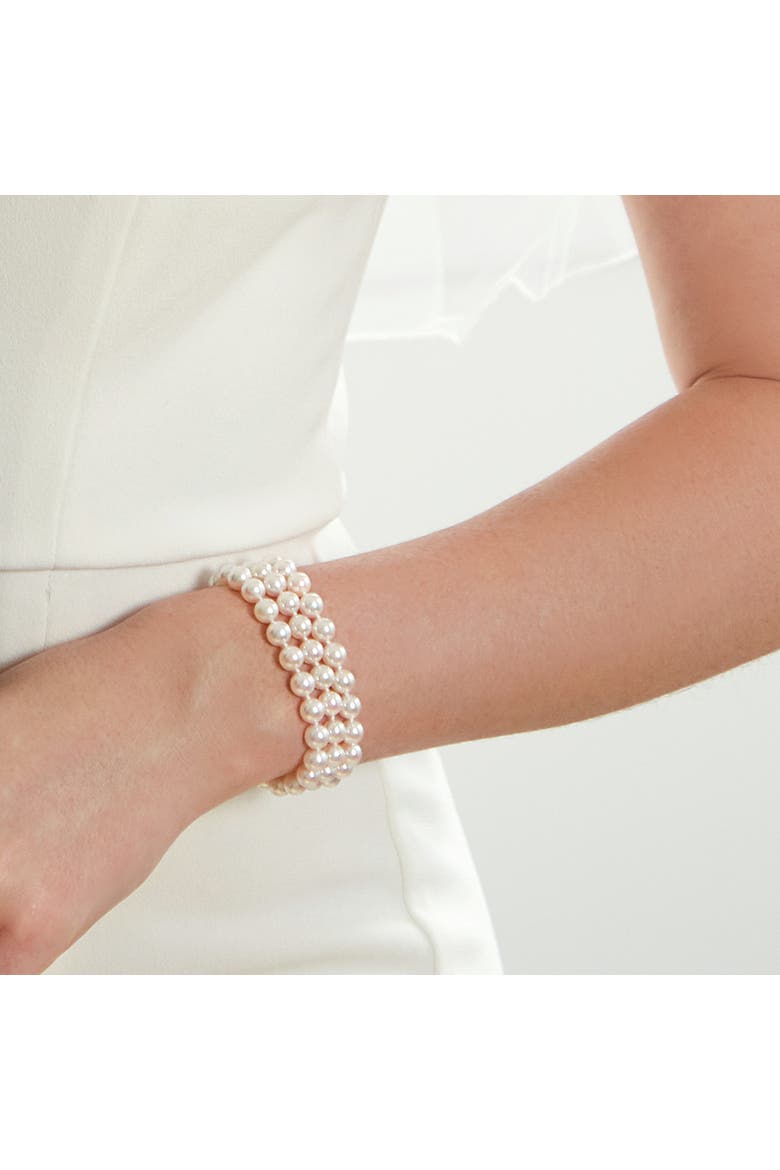 Triple Akoya Pearl Bracelet, Alternate, color, White Pearls